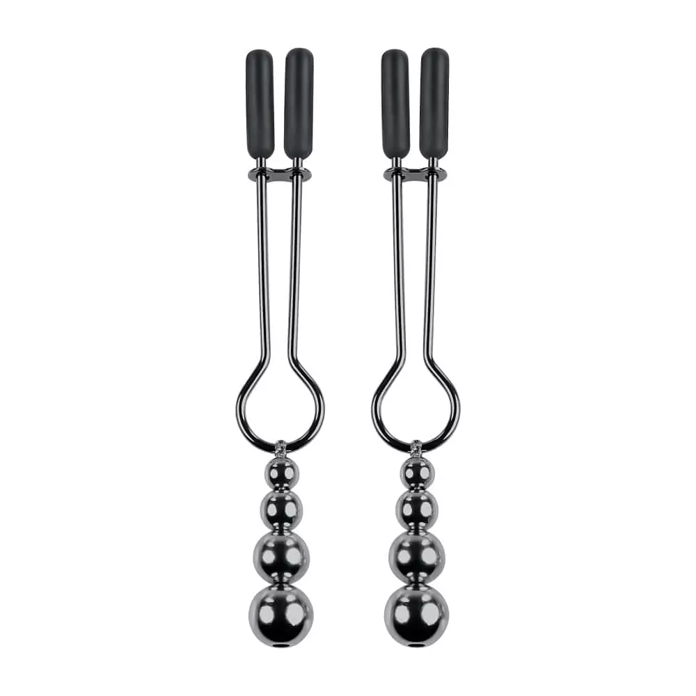 Selopa Adjustable Beaded Nipple Clamps In Black Chrome